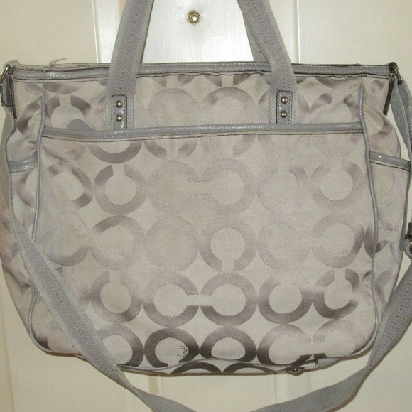 Coach Beige Op Art Signature Diaper Baby Tote Bag 16981 - Picture 4 of 11